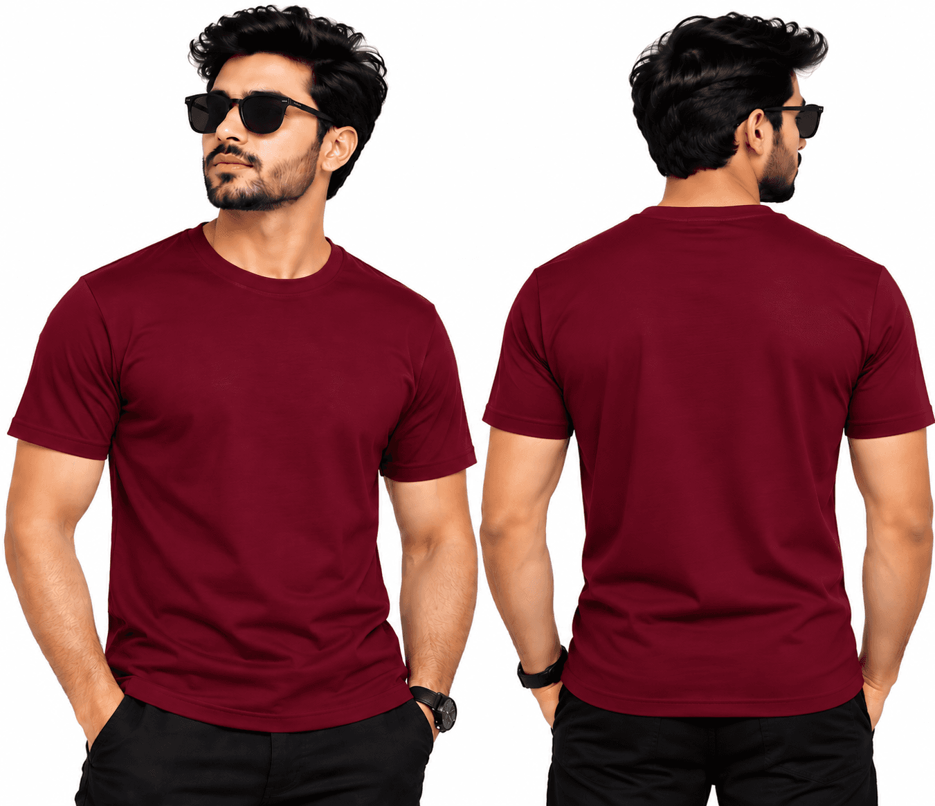 Luviset Classic Solid Crew Tee - Burgundy Maroon